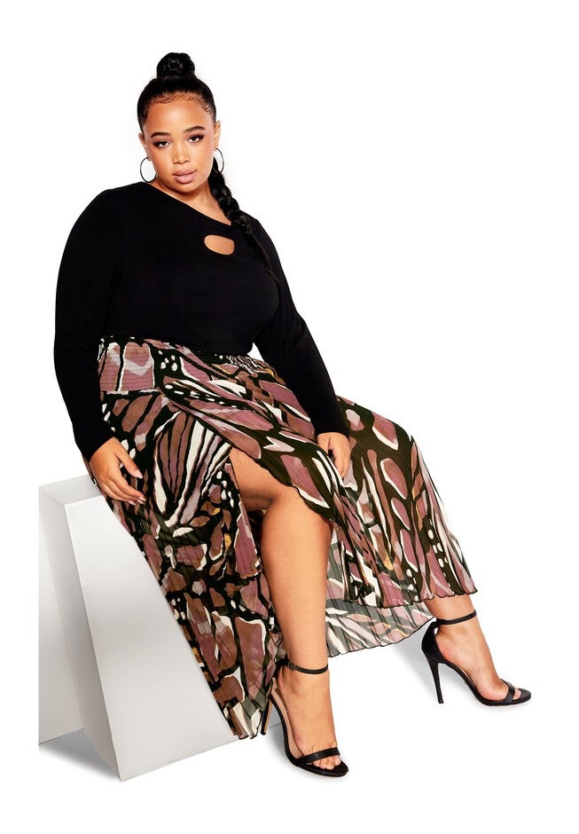 Sabrina Print Skirt - mocha, BROWN, alternate image number null