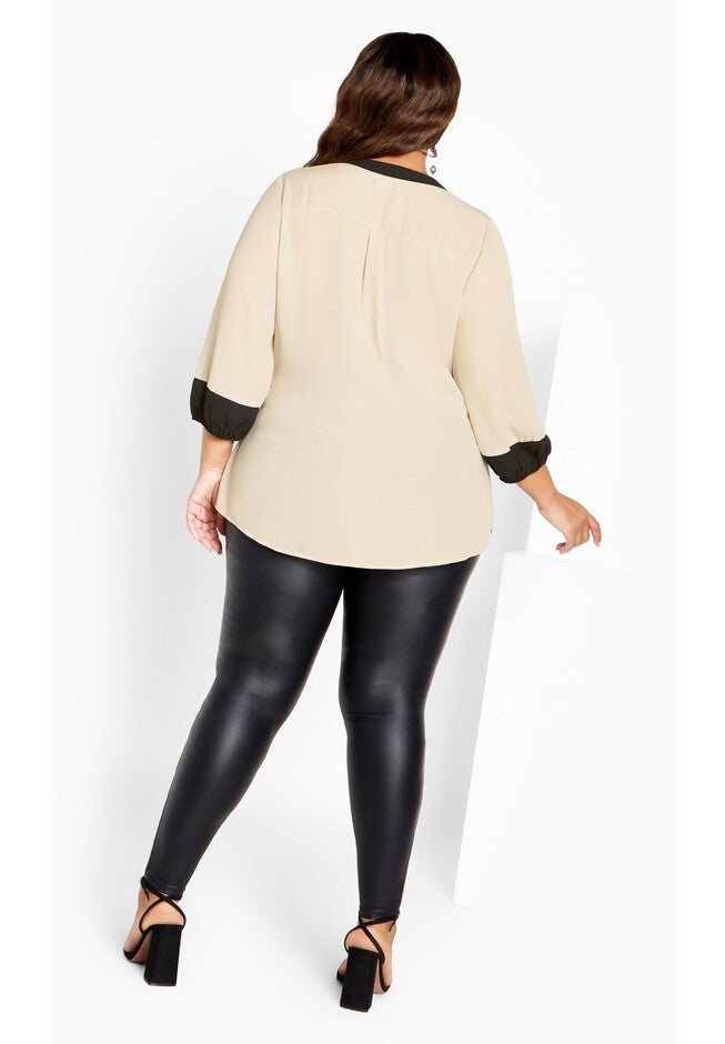 Melinda Zip Shirt, SAND BLACK, on-hover image number 1