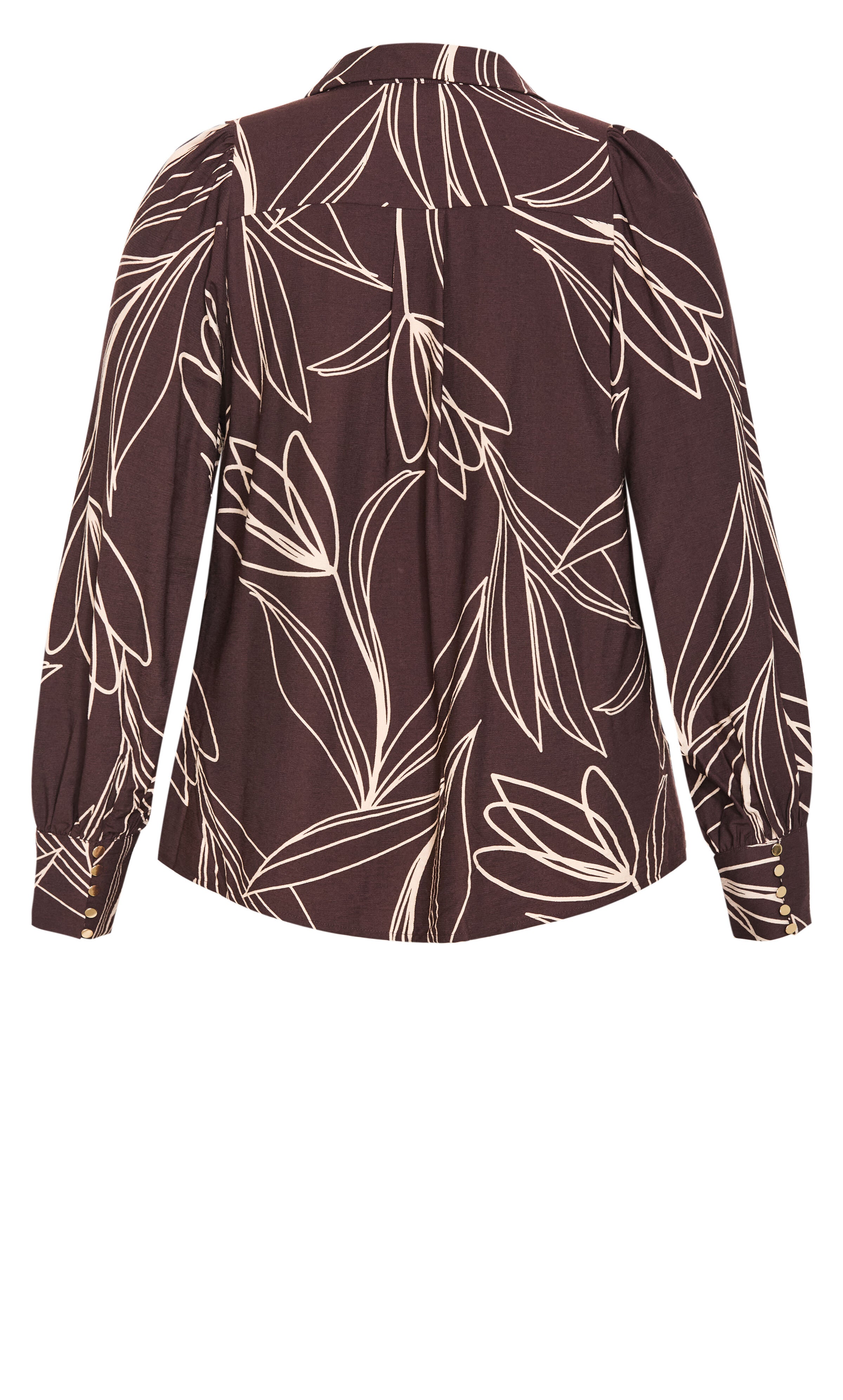 Bella Bloom Print Long Sleeve Shirt, BROWN, alternate image number 6