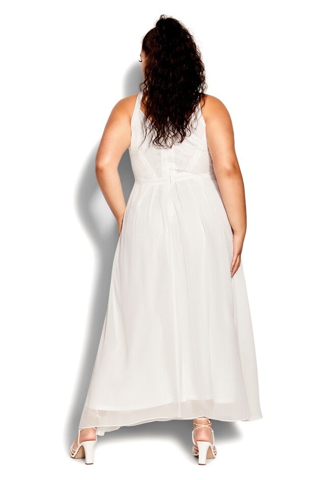 Paneled Bodice Maxi Dress - ivory, WHITE, on-hover image number null