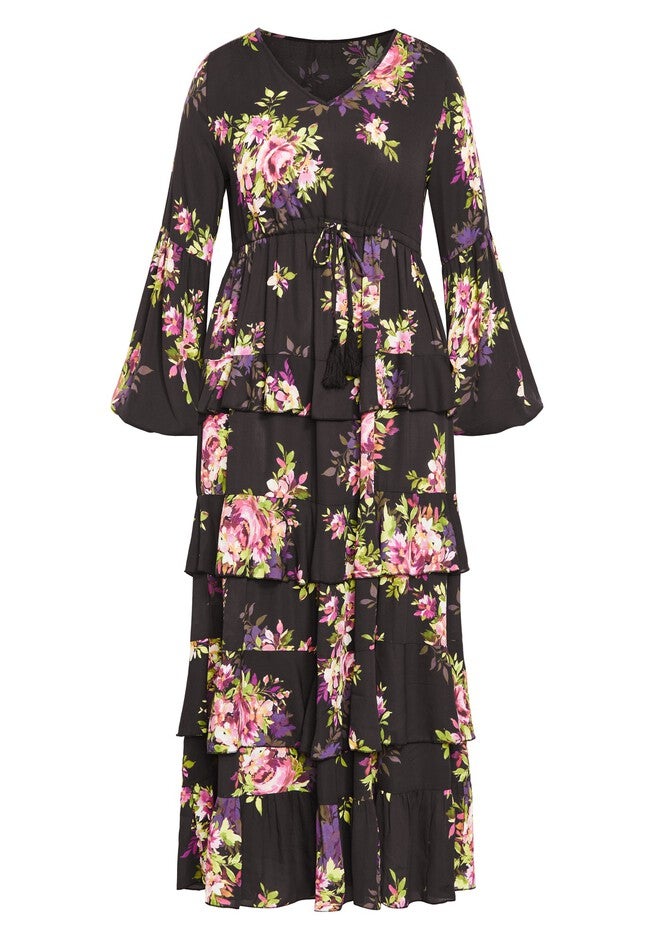 Violet Print Maxi Dress, VIOLET BLOOM, alternate image number 2