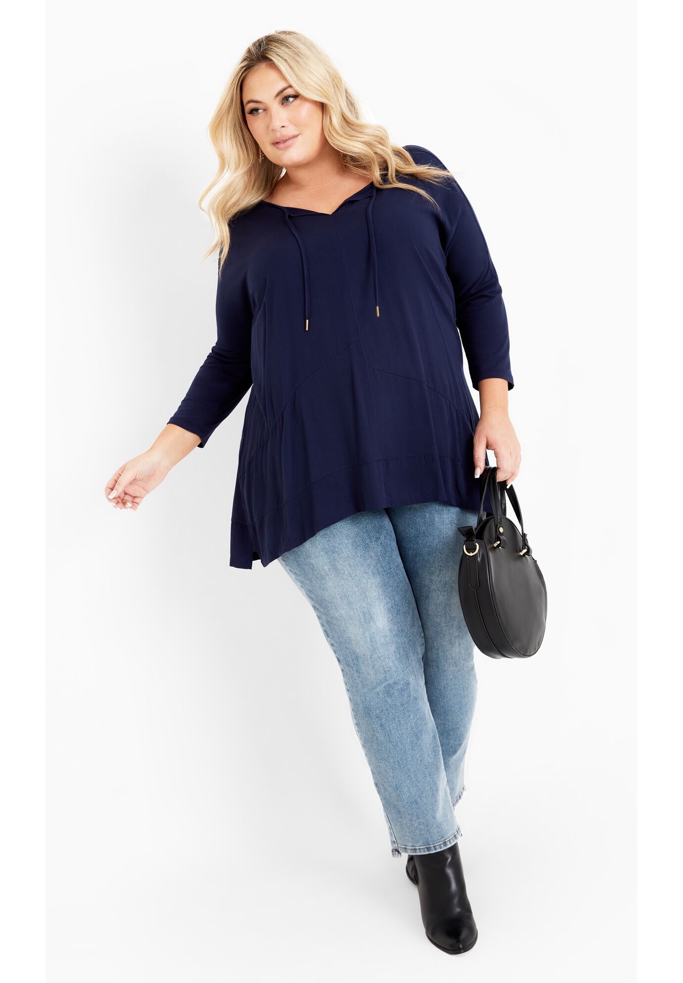 Sheila Mix Media Top, NAVY, on-hover image number 1