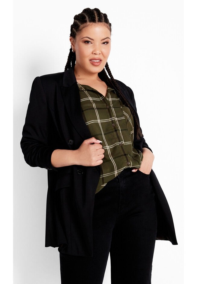 Kylee Check Shirt, KHAKI, hi-res image number 0