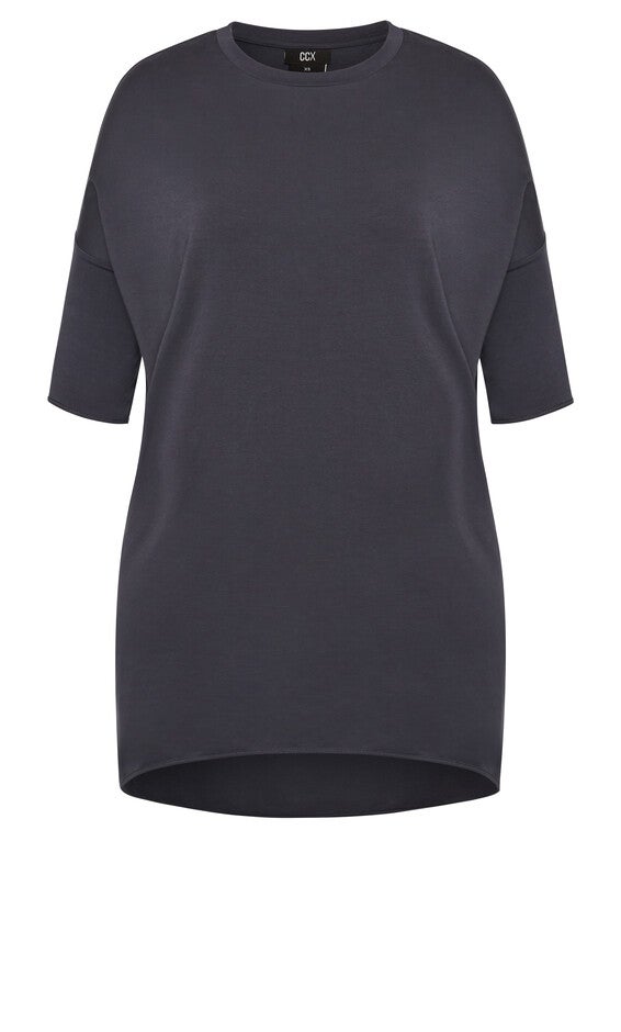 Oversize Longline Top - navy, BLUE, alternate image number 4