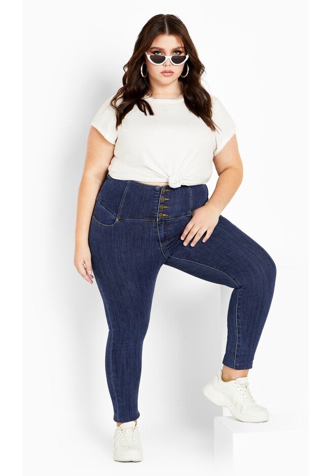 Harley Grace Corset Jean - dark denim, BLUE, hi-res image number null