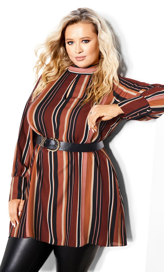 Bold Stripe Tunic - tan, TAN, hi-res image number null