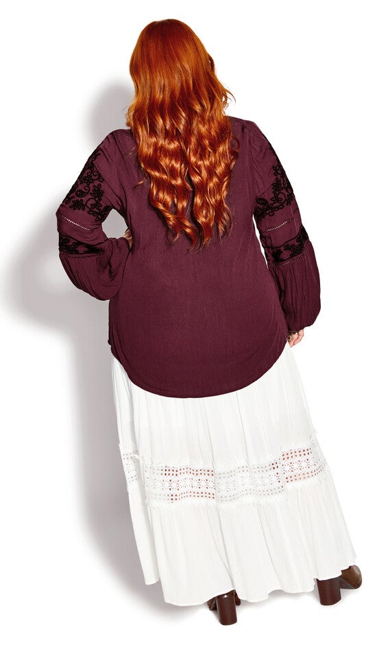 Spirit Embroidered Top - wine, RED, alternate image number null