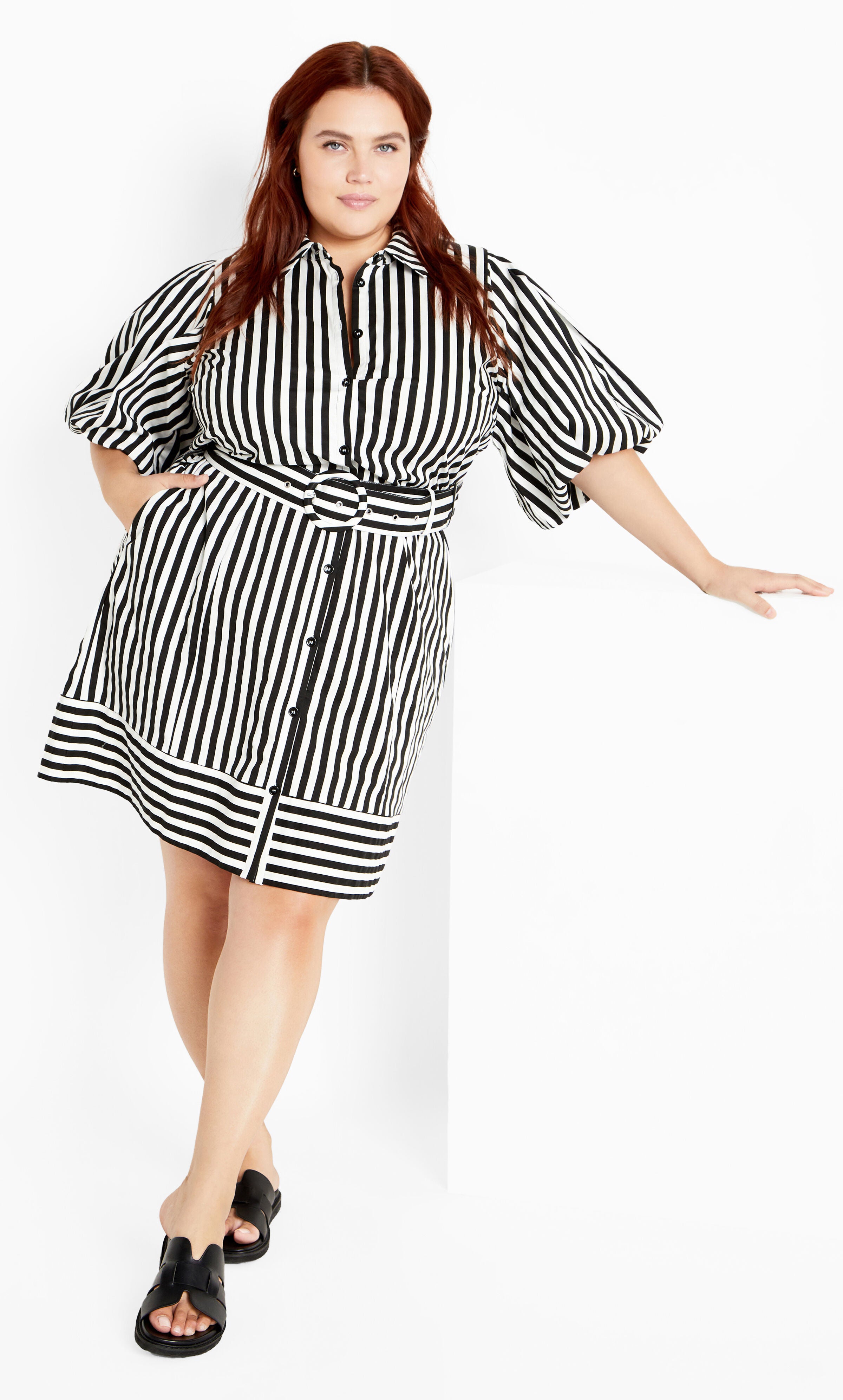 Stripe May Dress - black, BLACK, hi-res image number 0