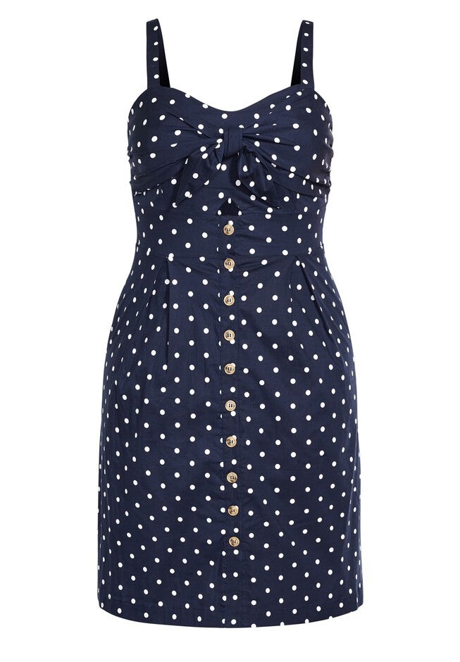 Tie Spot Dress - navy, BLUE, alternate image number null