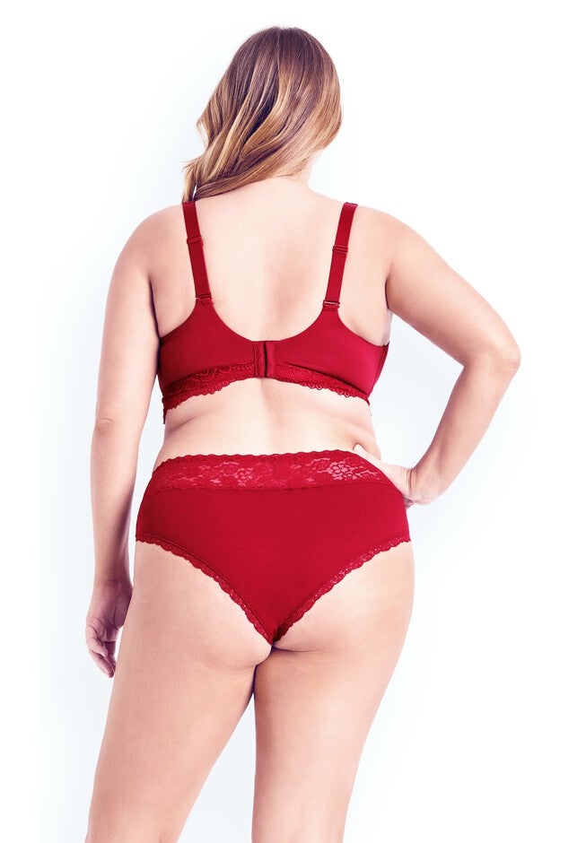 Wire Free Cotton Contour Bra - crimson, RED, on-hover image number 1