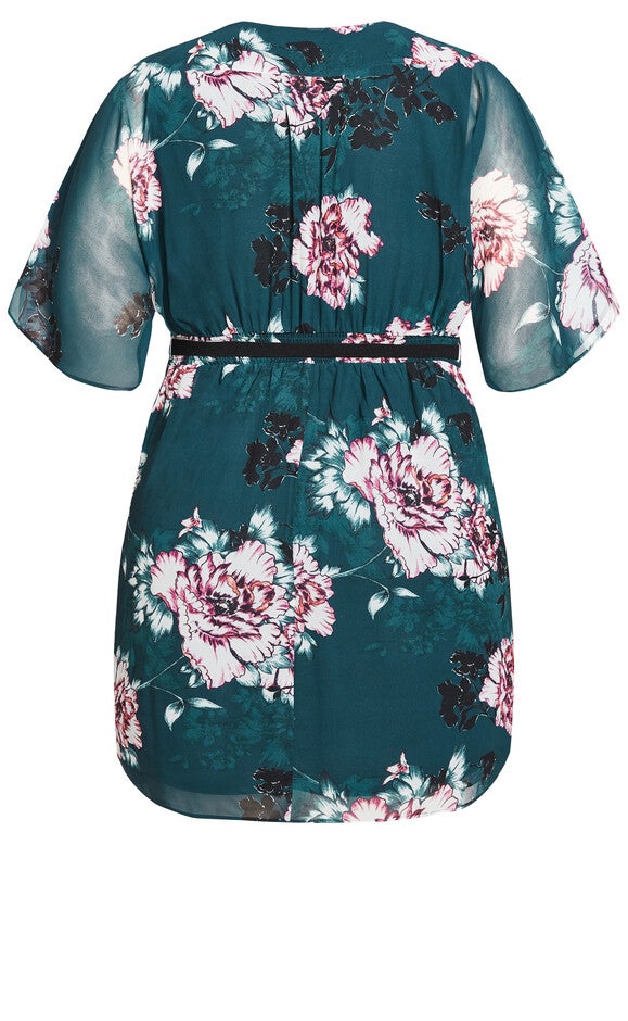 Color Wrap Print Dress - jade blossom, GREEN, alternate image number null