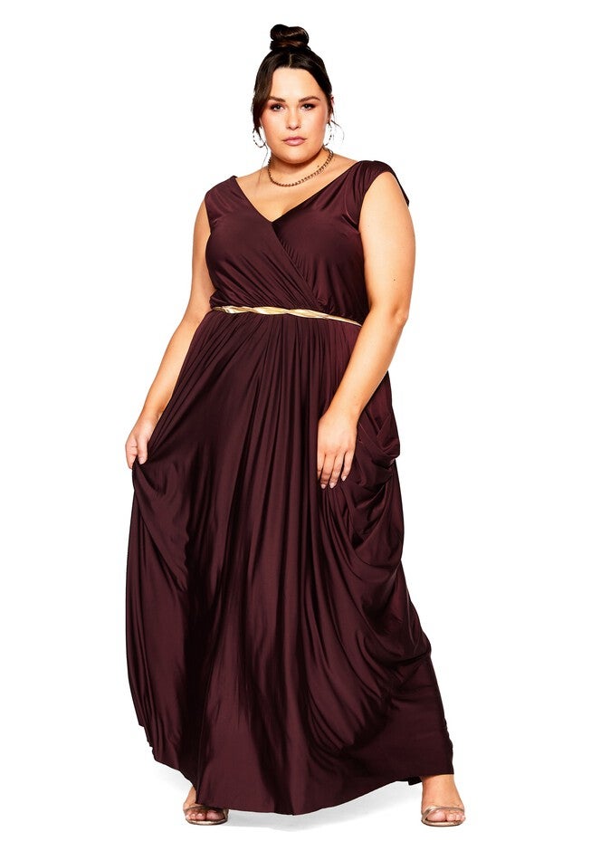 Athena Goddess Maxi Dress - oxblood, RED, on-hover image number null