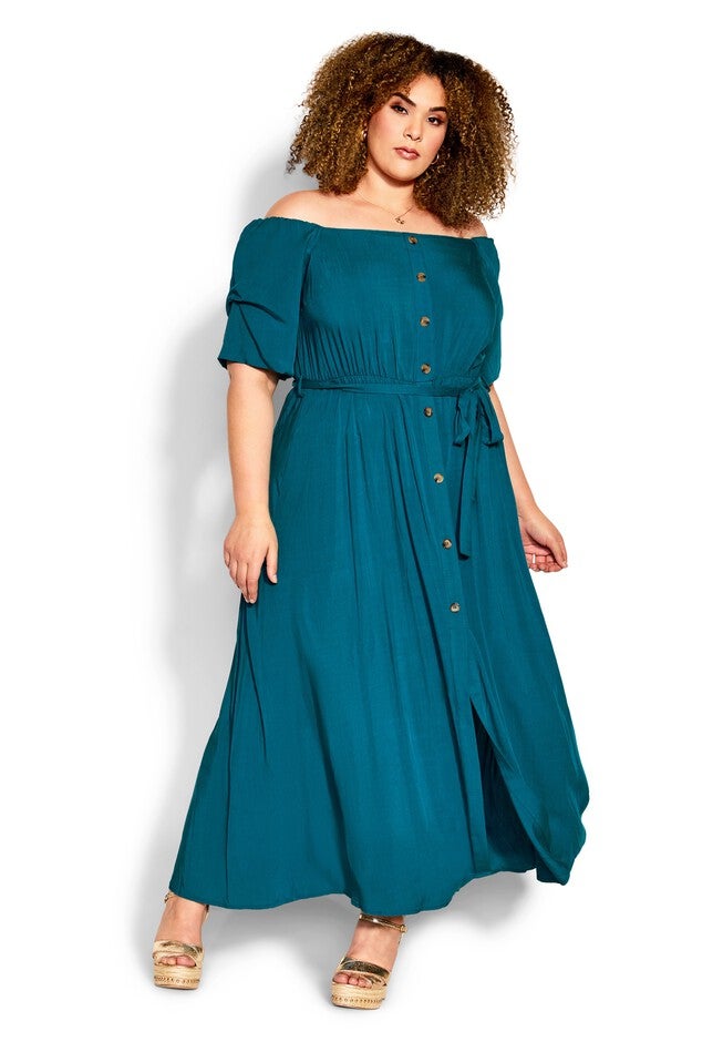 Tropical Tie Maxi Dress - harbor blue, BLUE, hi-res image number 0