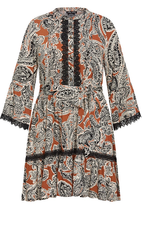 Camille Print Dress - caramel, BROWN, alternate image number null