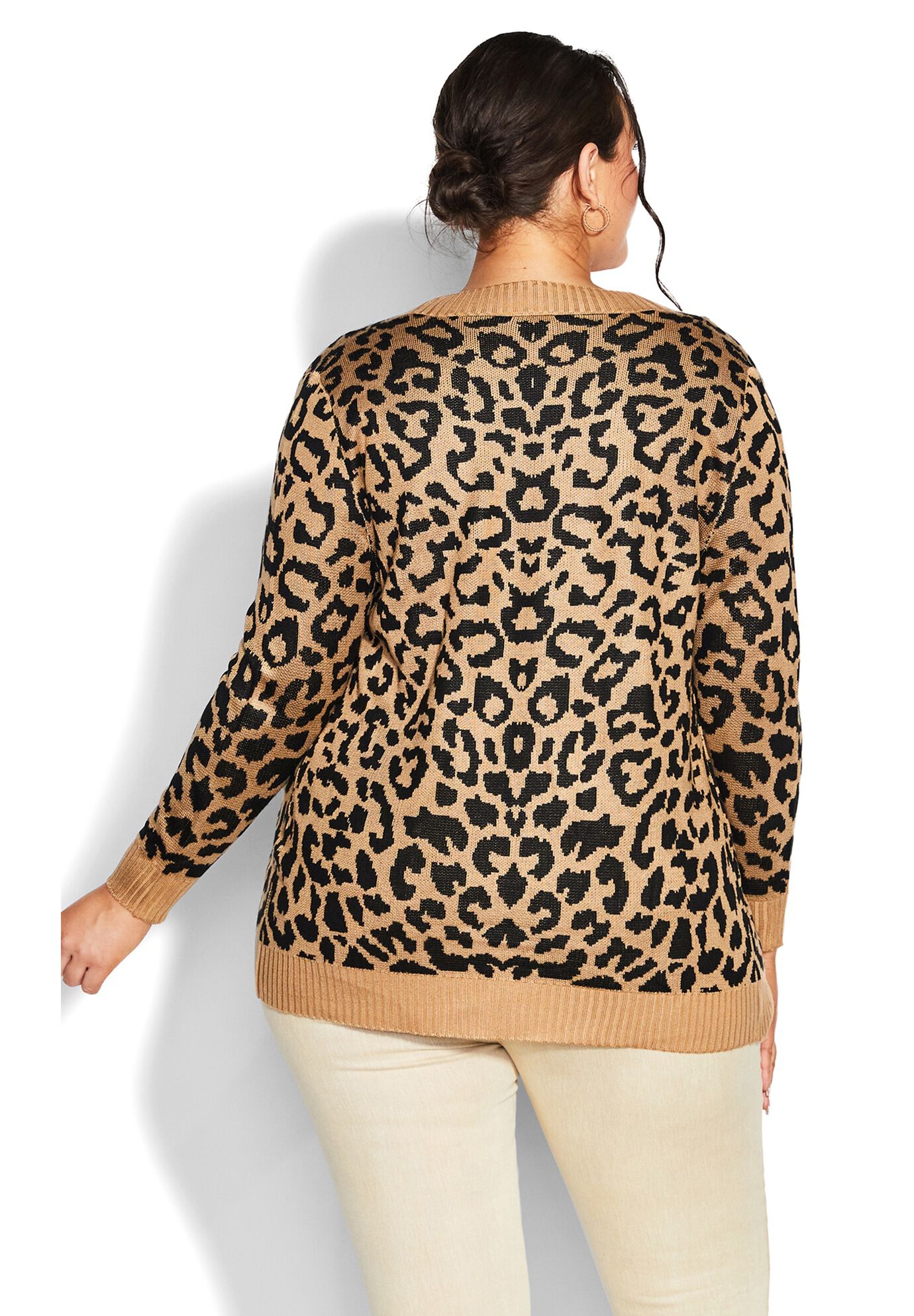 Longline Print Cardigan, TAN, alternate image number 8