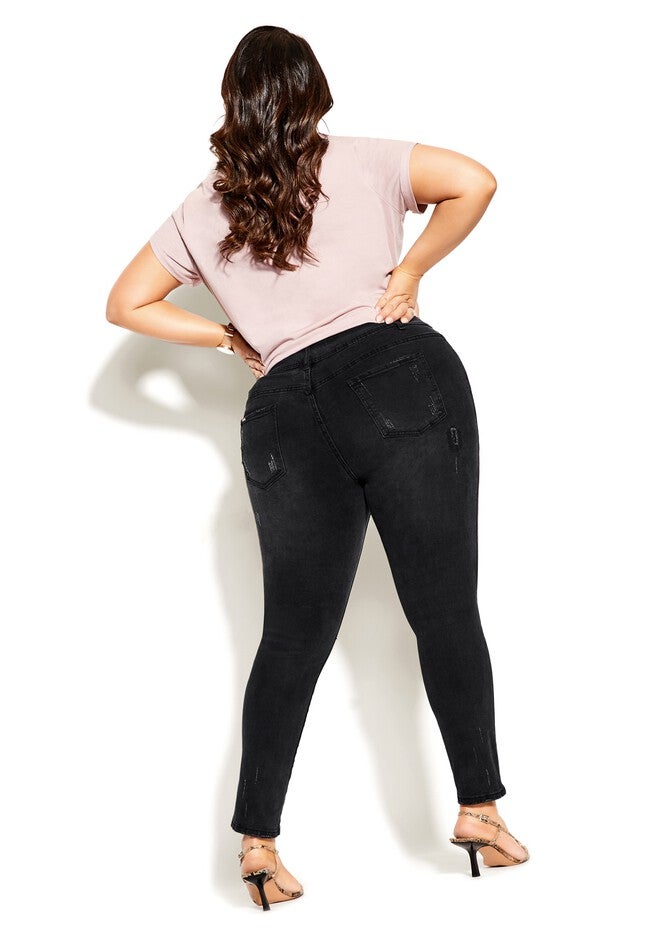 Asha Patched Apple Skinny Jean - black, BLACK, alternate image number 4
