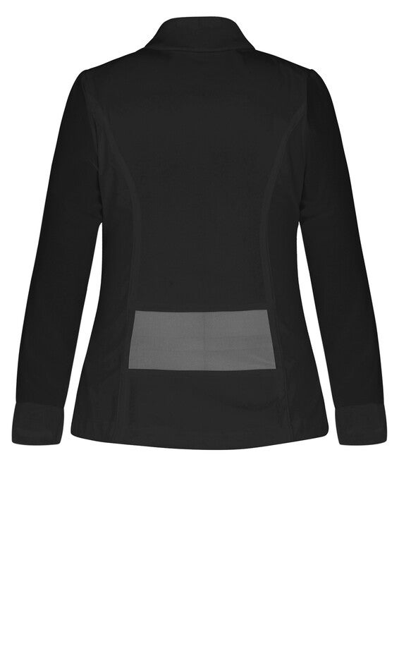 Drapey Sheer Chiffon Blazer Jacket - black, BLACK, alternate image number null