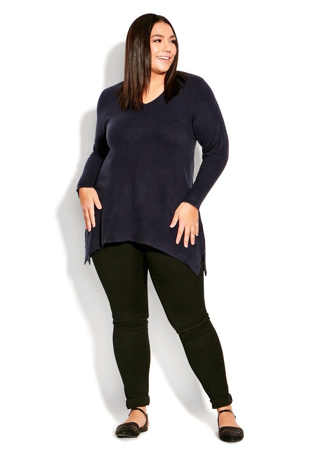 Deep Valley V Neck Sweater, NAVY, on-hover image number null