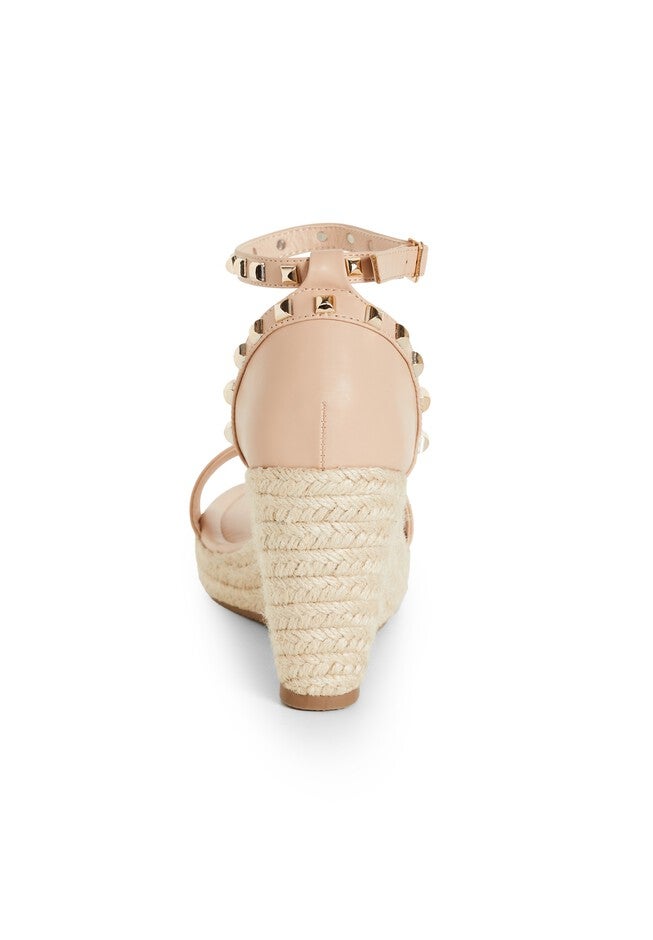 Electric Gold Stud Hardware Wedge - nude, NEUTRAL, alternate image number null