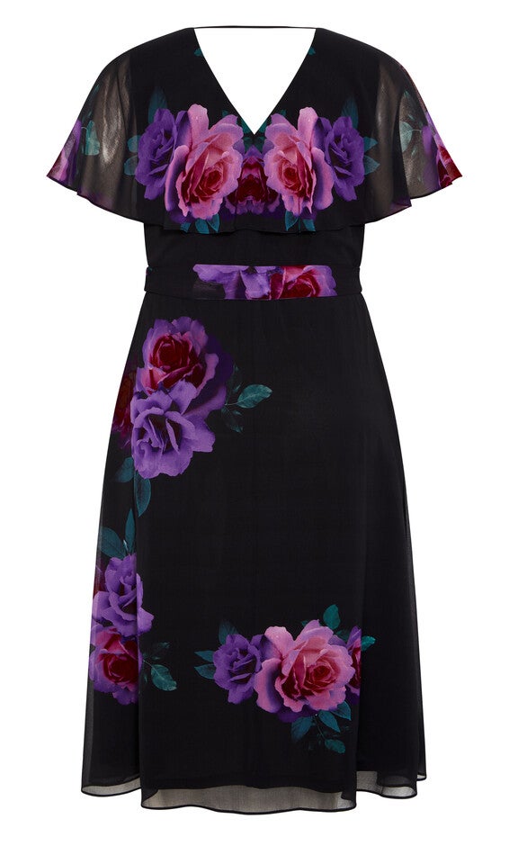 Tied Rose Maxi Dress - black bright bloom, BLACK, alternate image number 5