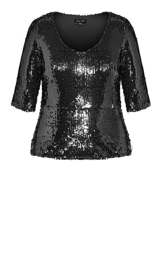 Sequin Puff Top - black, BLACK, alternate image number 4