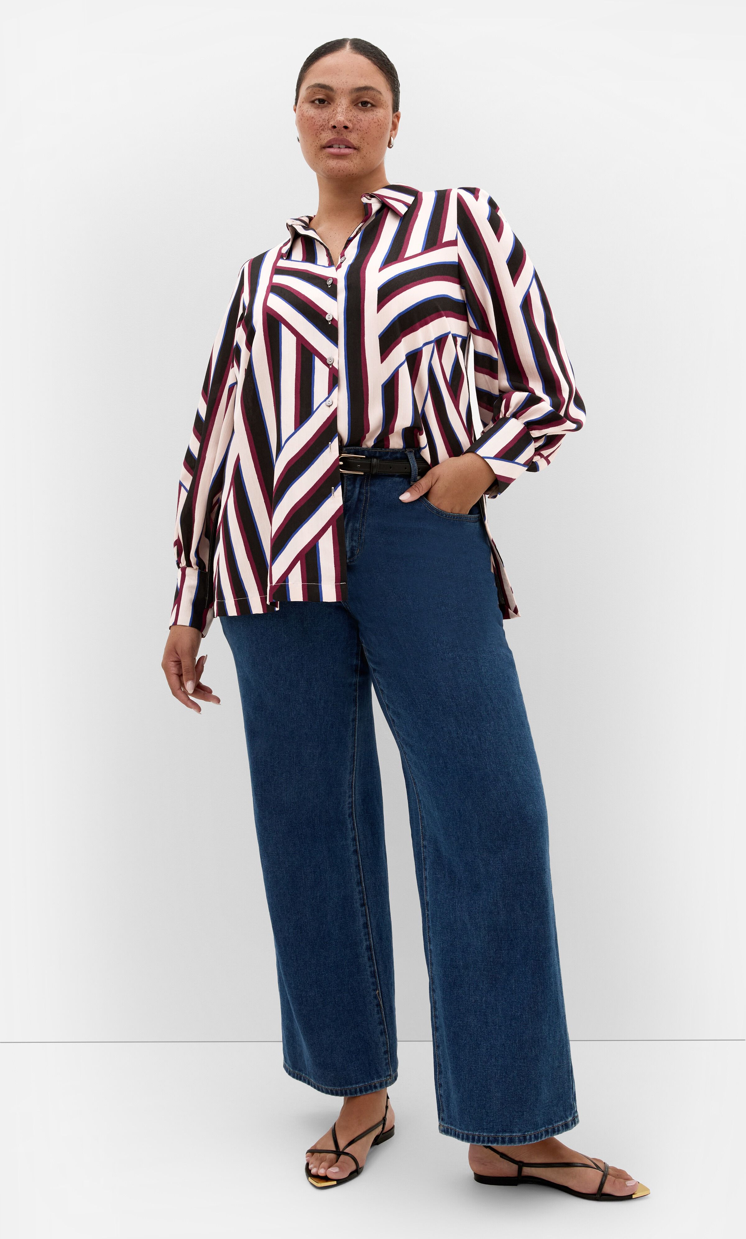 Haylee Timeless Stripe Shirt, BLACK, alternate image number 3