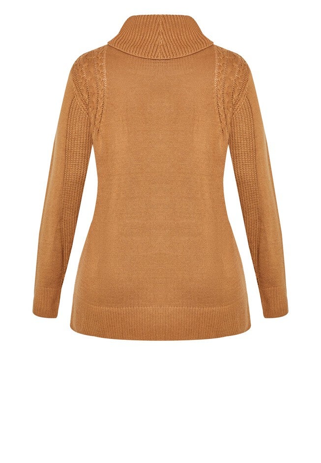 Rosie Cable Knit Sweater, ALMOND, alternate image number null