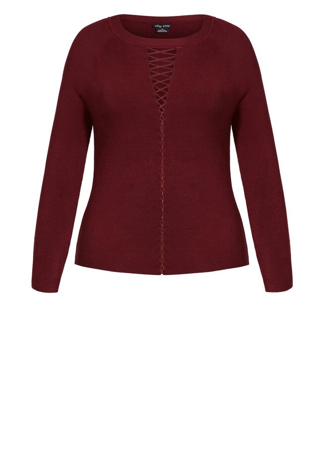 Criss Cross Sweater - beet red, RED, alternate image number 3