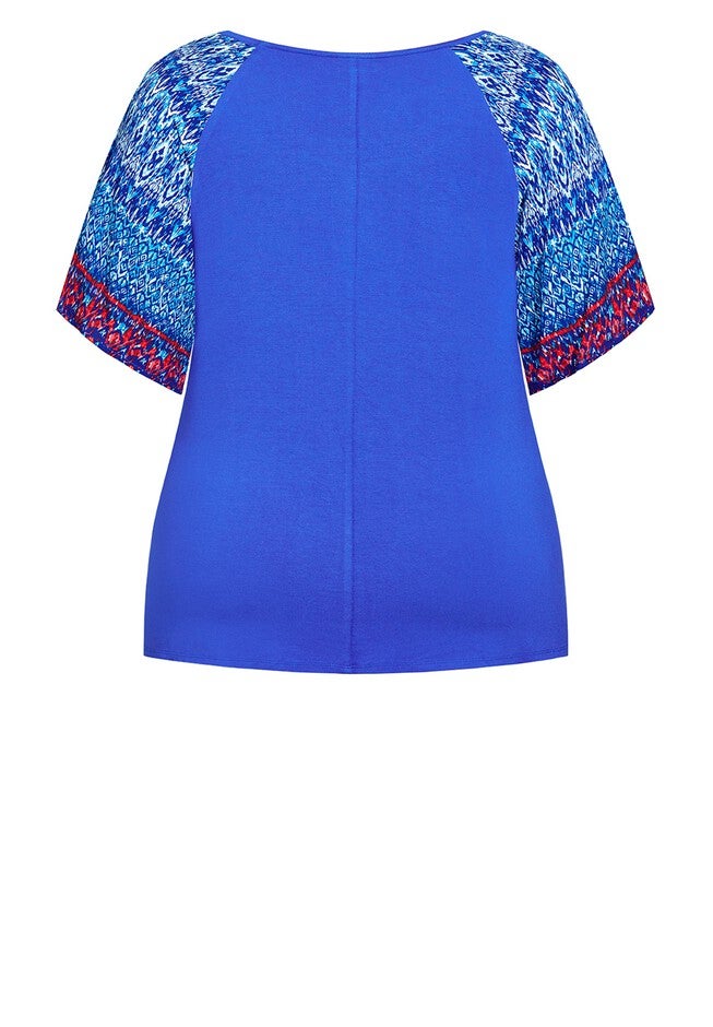 Grace Tie Front Top, IKAT AQUA, alternate image number null