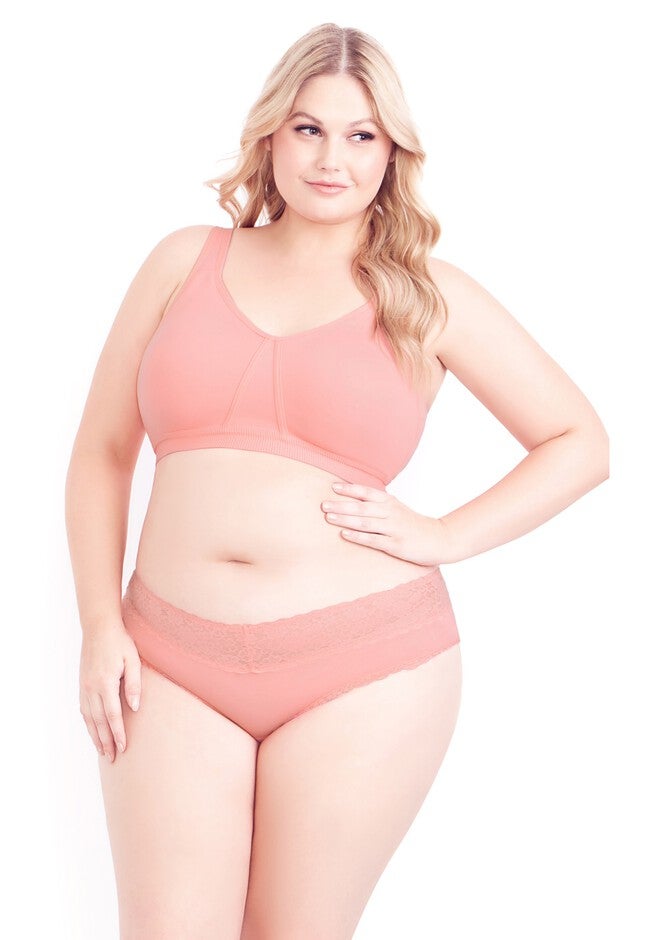 Wire Free Soft Cup Bra - melon, PINK, hi-res image number null