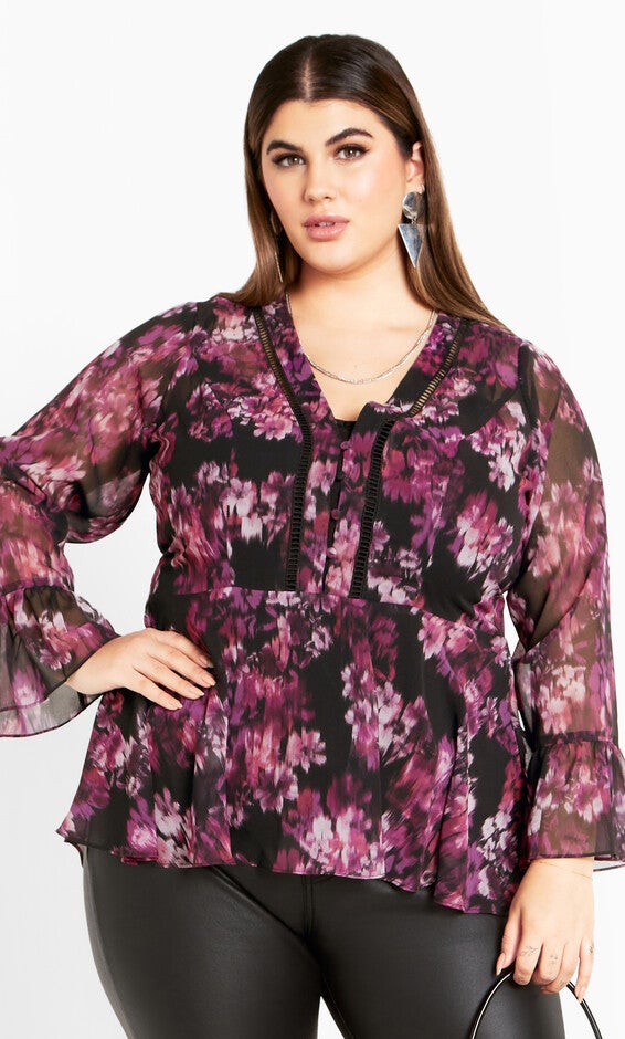 Chaya Print Top - mulberry, PURPLE, hi-res image number null