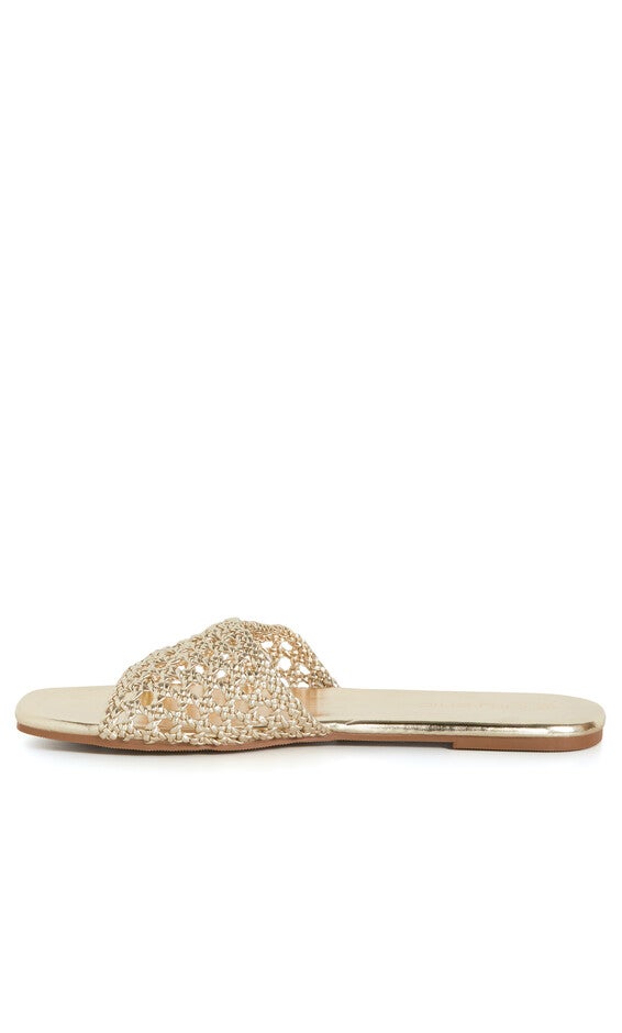 WIDE FIT Weave Flat Slide - gold, YELLOW, alternate image number null