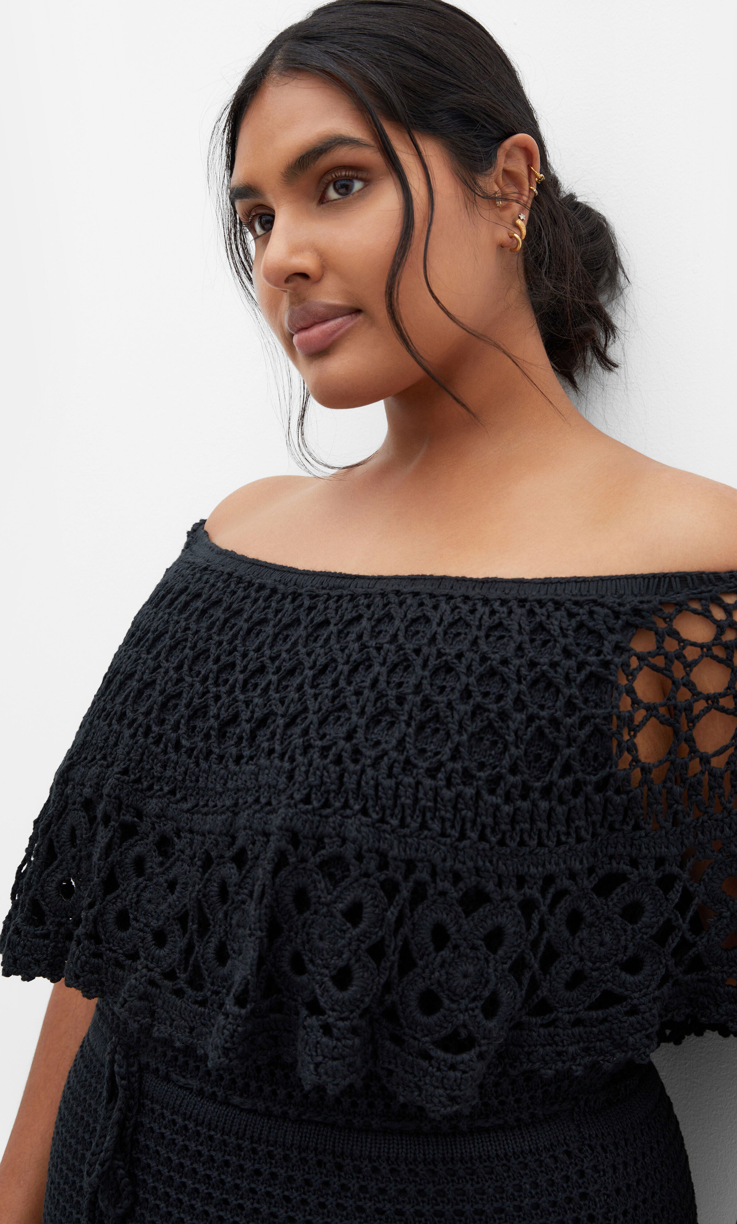 Callie Crochet Dress - black, BLACK, alternate image number 3