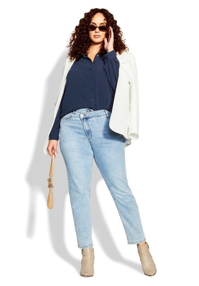 Lacey Hi Lo Shirt - navy, BLUE, on-hover image number null