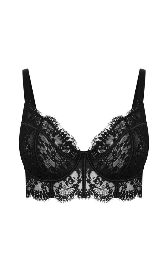 Arabella Longline Underwire Bra - black, BLACK, alternate image number null