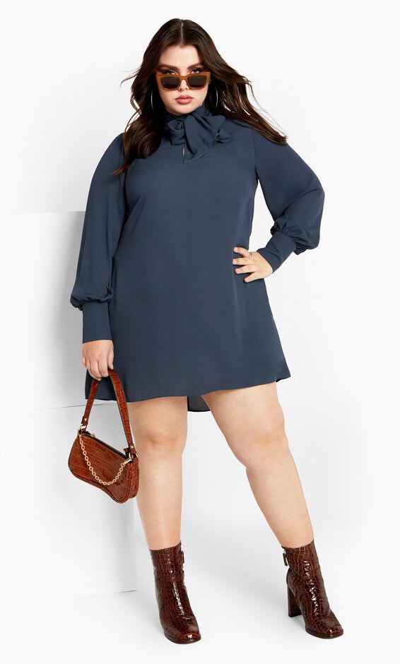 Neck Tie Tunic - navy, NAVY, alternate image number 3
