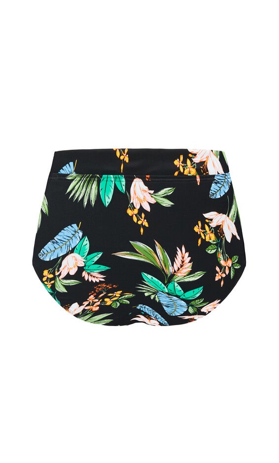 Izzy Hi Waist Print Bikini Brief - tropical foliage, GREY, alternate image number 5