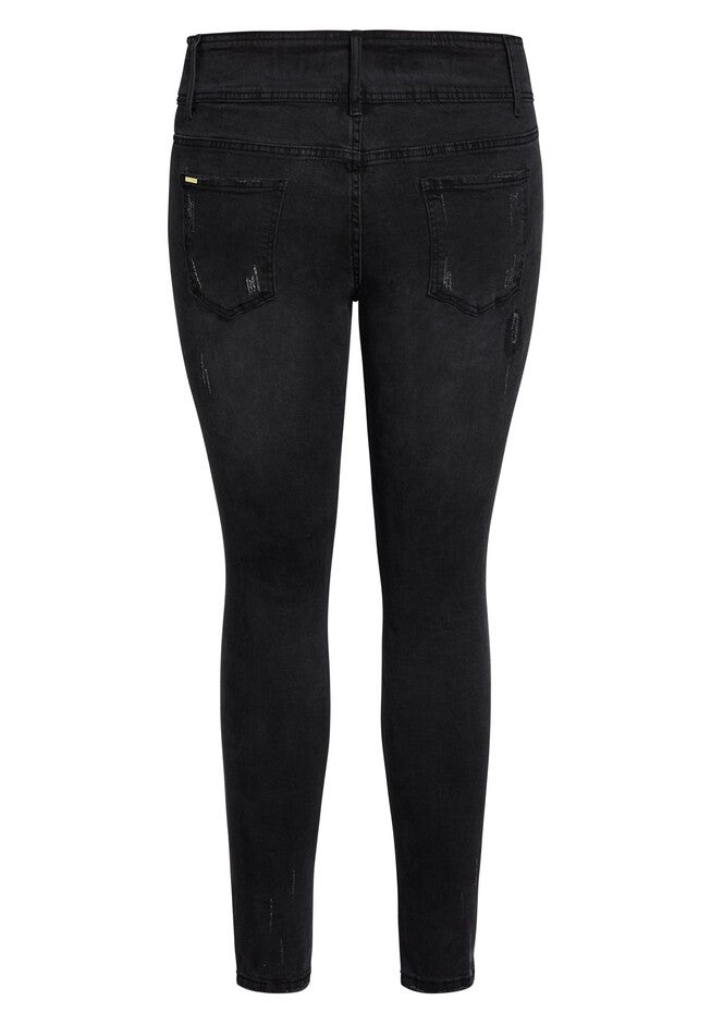 Asha Patched Apple Skinny Jean - black, BLACK, alternate image number 3