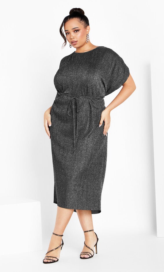 Luxe Shine Dress - metallic black, METALLIC, alternate image number null