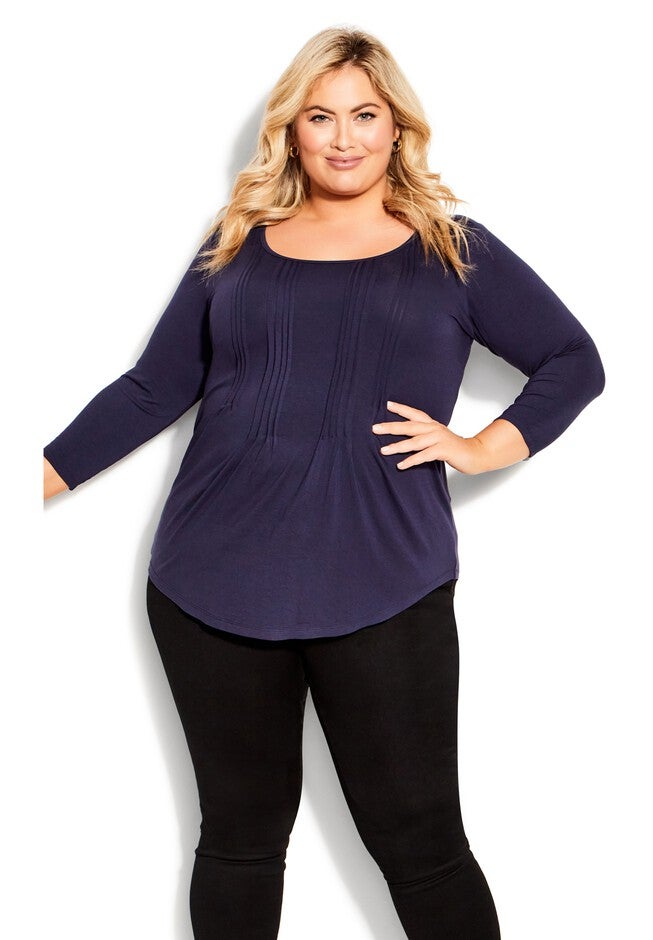 Milly Pleat Plain Top, NAVY, alternate image number null