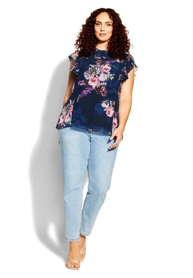 Nova Floral Top - navy, BLUE, hi-res image number null