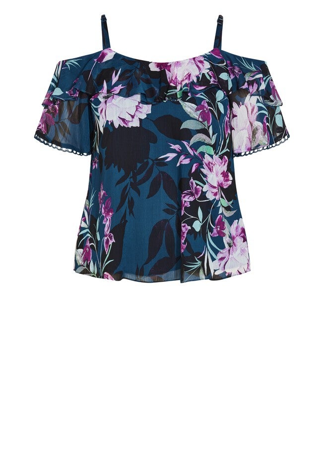 Patricia Print Top - teal floral, GREEN, alternate image number 5