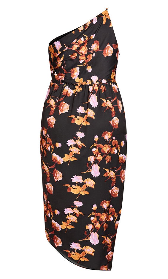 Vivid Floral Dress - black, BLACK, alternate image number null