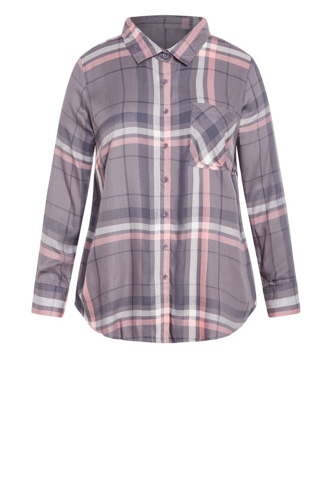 Kylee Check Shirt, GREY PINK, alternate image number null