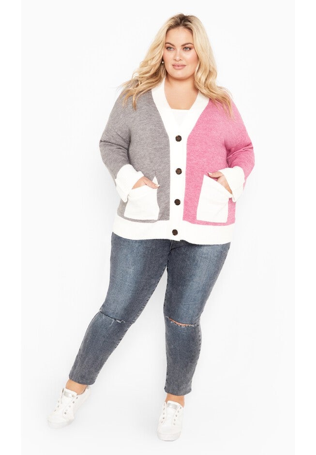 Zola Colour Block Cardigan, IVORY, on-hover image number null