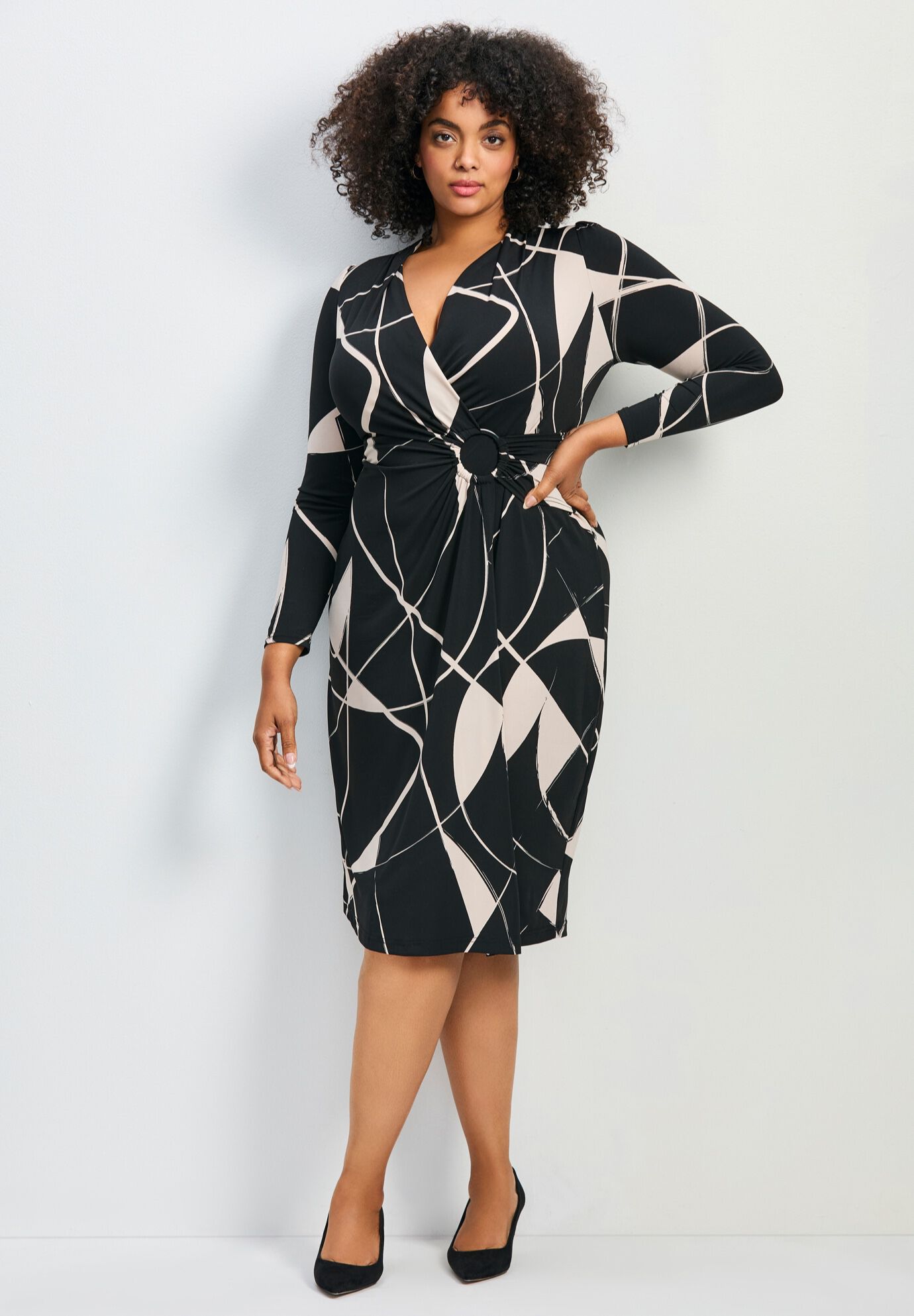 Darlene Jersey Wrap Dress, MONO GRAPHIC, hi-res image number 0