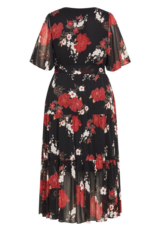 Stephanie Print Maxi Dress - black, BLACK, alternate image number null