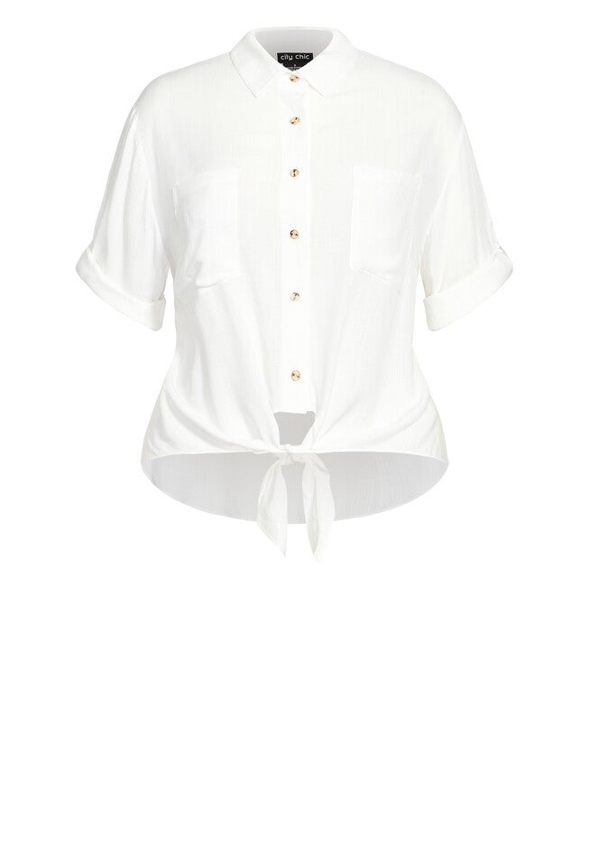 Tropical Tie Top - ivory, WHITE, alternate image number 2