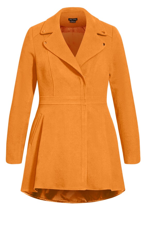 Hi Lo Frill Coat - deep caramel, YELLOW, alternate image number 4