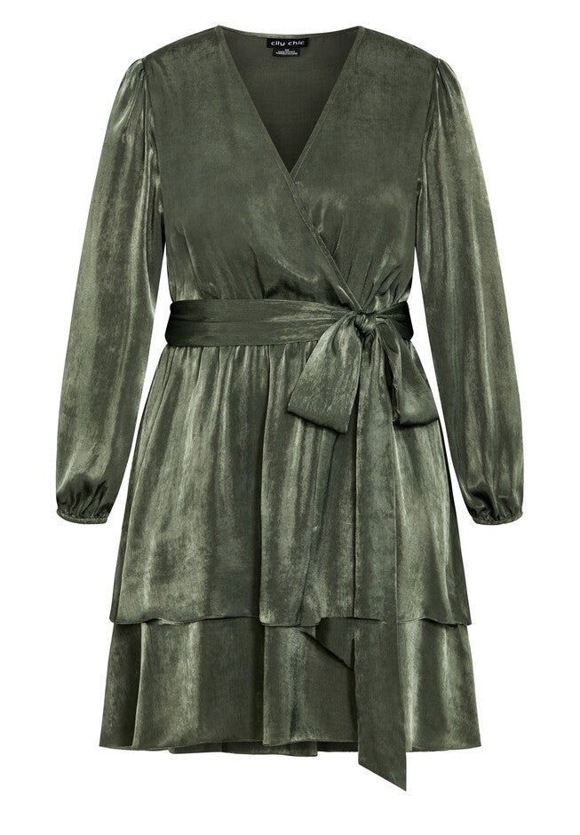 Twisted Ruffle Dress - military, GREEN, alternate image number 3